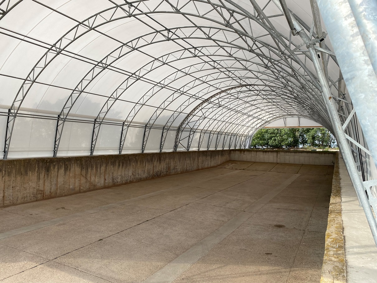 Innenansicht der Fachwerkträgerhalle in Sachsen-Anhalt